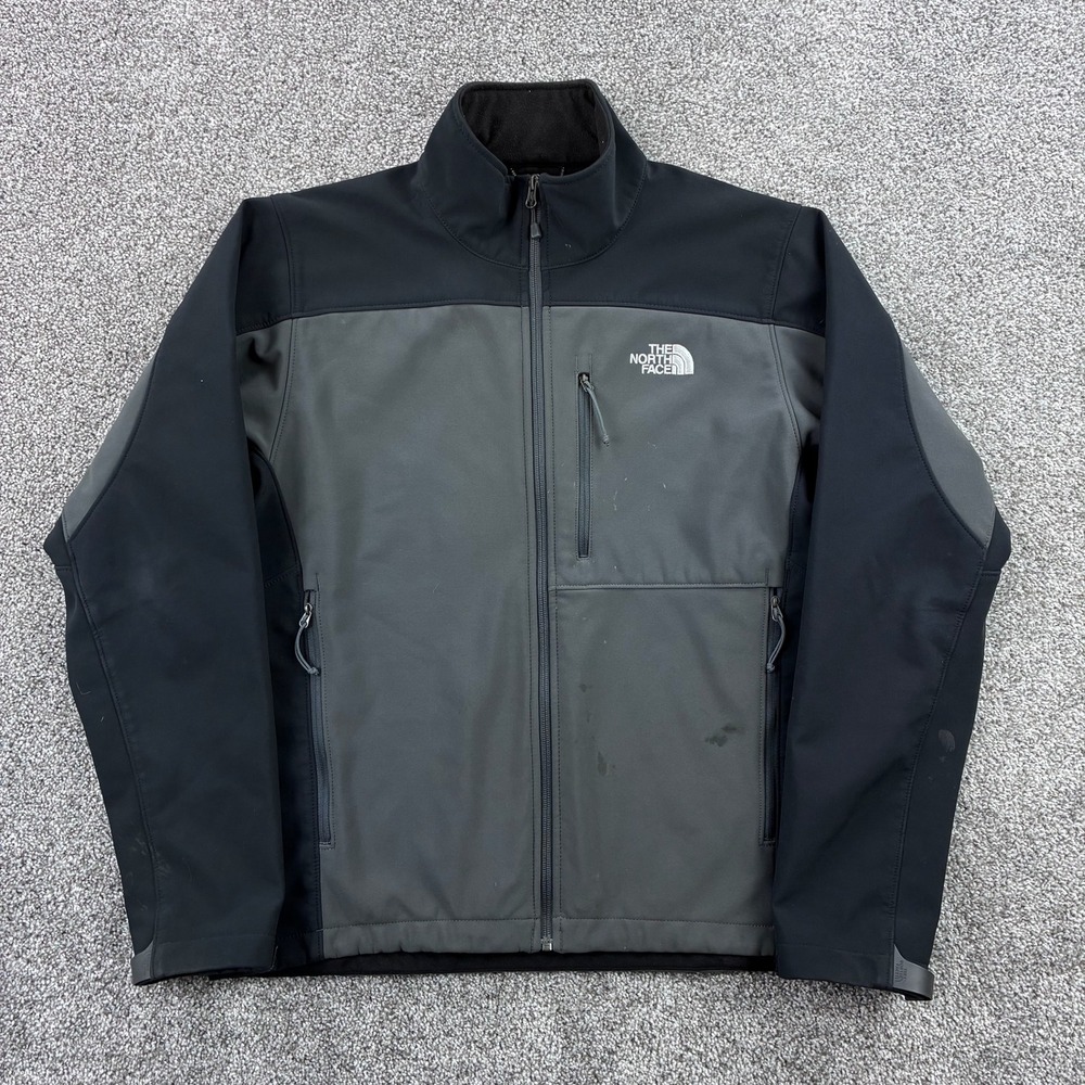 The North Face Jacket Men's Medium Black Gray Apex Full Zip Softshell‎ Windwall